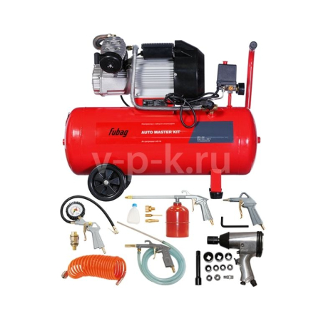 Поршневой компрессор  AUTO MASTER KIT + набор из 10 предметов